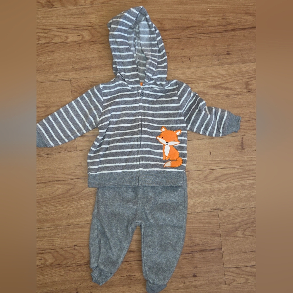 Gray and Orange Kids Matching Set with Fox Design